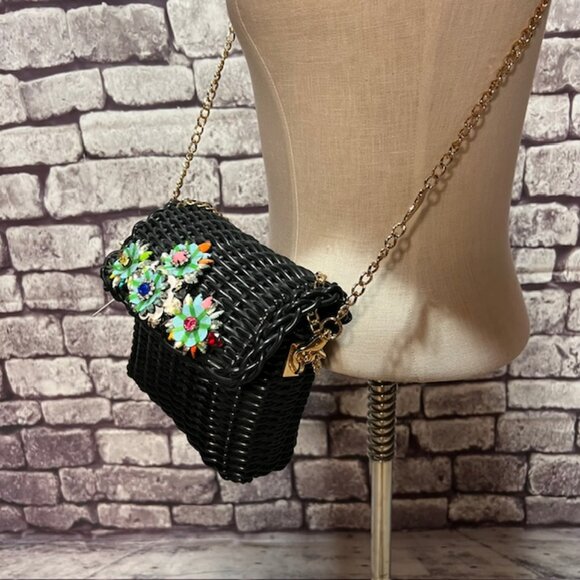 Betsy Johnson Wicker Purse With Decorative Stones - Picture 3 of 8